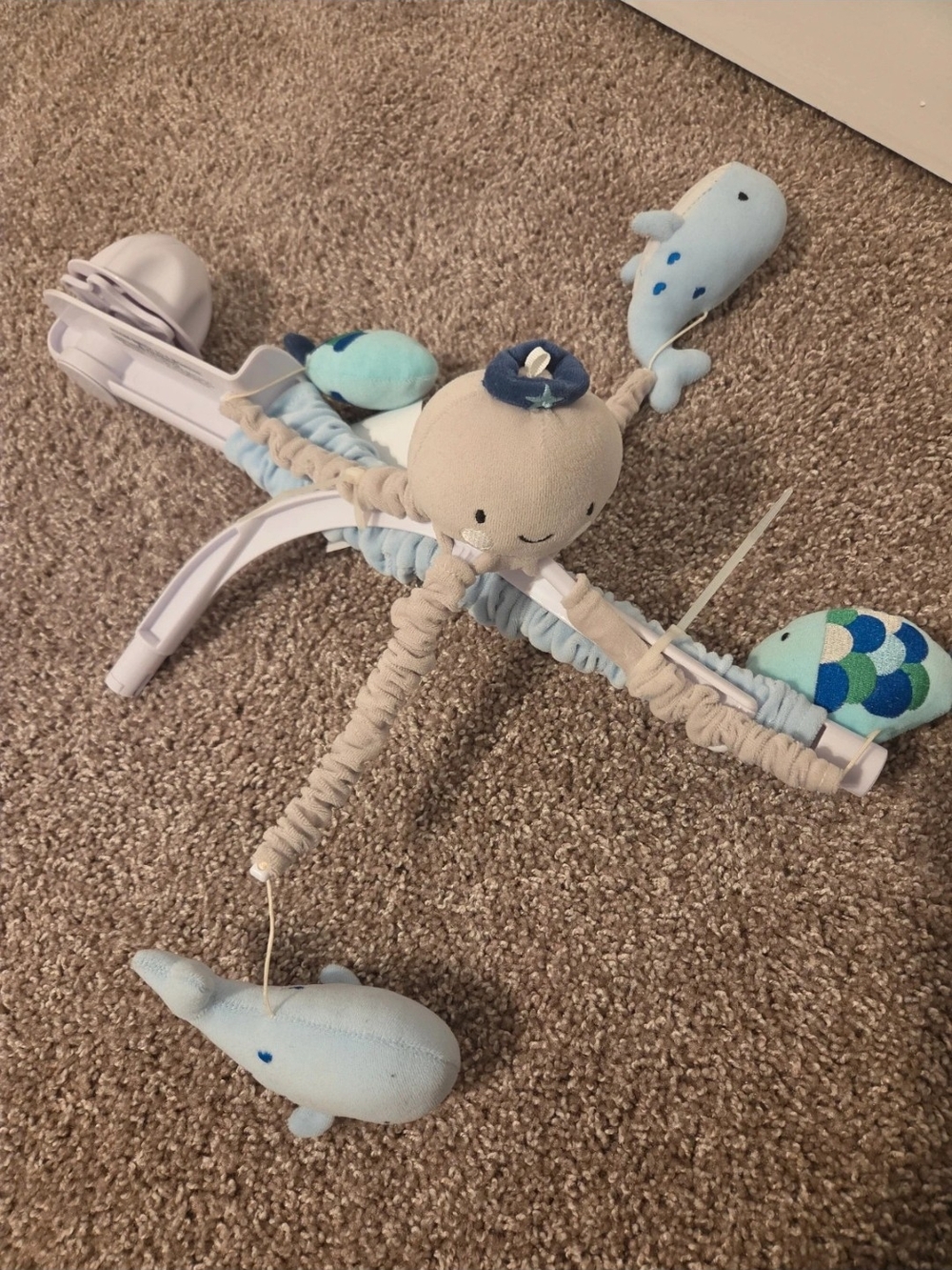 Amazon Blue and Cream Nautical Plush Mobile with Sea Friends